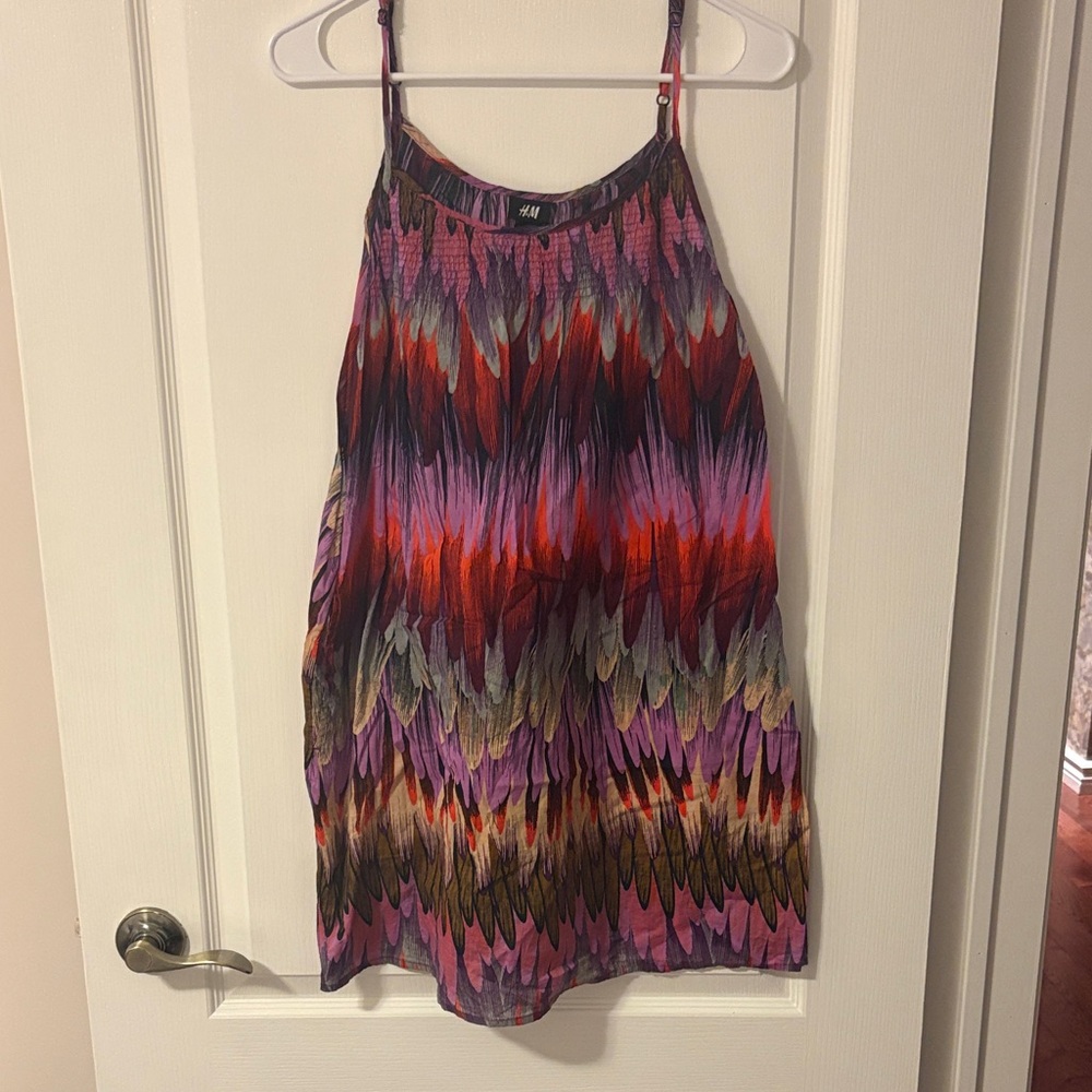 H&M Multicolor Feather Print Dress